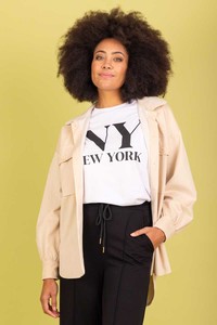 Sale Tops: Charlo Katrina Cord Shacket Beige