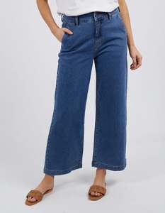 Denim: ELM Izzy Wide Leg Jean | Dark Blue Wash