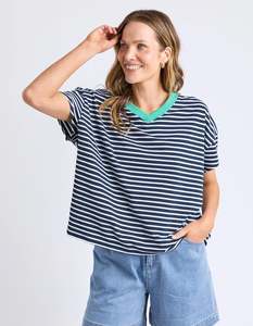Sale Tops: Elm Sabrina Tee Navy & White Stripe