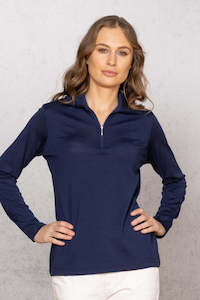 Noble Wilde: Noble Wild Weekend Zip Neck 100% Merino Navy
