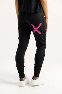Pants Leggings: Home-Lee Apartment Pants - Winter Weight - Black with Orchid X
