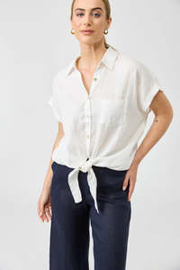 Tops: eb&ive Studio Tie Shirt - Salt