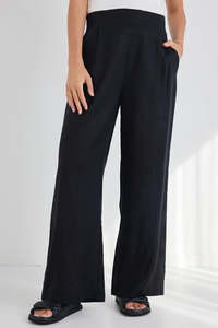 Pants Leggings: Among the Brave Guardian Black Linen Pant