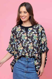 Augustine Charlo By Kelly Coe: Charlo Lola Swing Top Black Floral