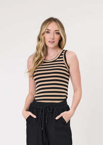 Lemon Tree: Lemon Tree Eva Stripe Tank Mocha Black