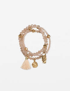 Stella + Gemma Set of 3 Rose Quartz Bead Bracelet
