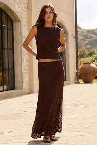 Whats New: Stories be Told Zeus Chocolate Lace Bias Maxi Skirt