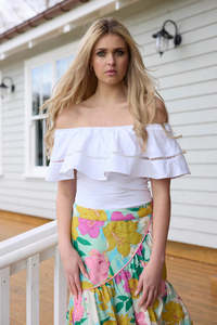 Charlo Mackenzie Off The Shoulder Top White