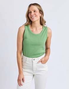 Elm Rib Crew Tank Green