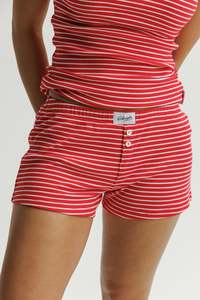 Good Night Society Jersey Boxers - Cherry Stripe