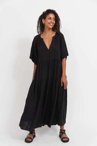 Haven Jardin Tiered Maxi Dress - Black