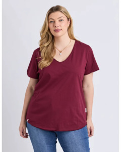 Tops: ELM PIMA VEE TEE | Plum