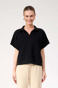 Haven Boston crop sweat top | Black