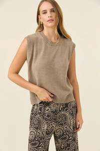 Tops: ISLE OF MINE Darby knit Vest | Stone