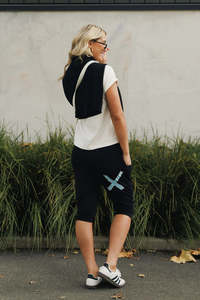 Home-Lee 3/4 APARTMENT PANTS - Black with Sapphire/Ivory X