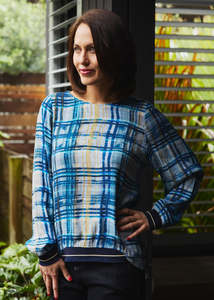 Zafina: Zafina Havana Top Ocean Plaid